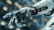 © AiiNa - Close-up of a robotic arm in action, with a focus on its precision movement and fine motor skills, emphasizing the complexity of its mechanical components and smooth motion, UHD, High Detailed,