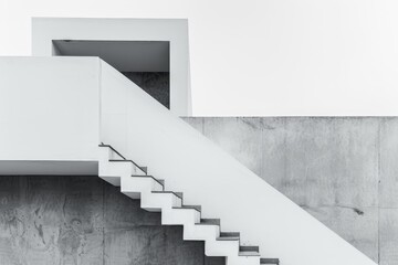 Poster - A black and white staircase with geometric lines and contrasting tones, Embrace the minimalist aesthetic by simplifying your architectural forms and features