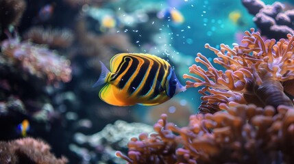 Sticker - Vibrant Fish in a Coral Reef Aquarium