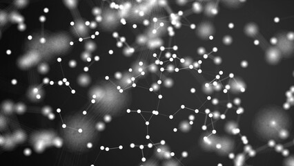 Poster - Digital plexus connected white dot and lines abstract technology. Abstract background with motion plexus of dots and lines. Digital data network connectivity concept