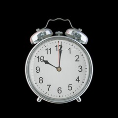 10:01 PM Vintage Steel Alarm Clock with Alloy Steel Body and Glass Twin Bell, Featuring Classic Analog Face with Detailed Hour and Minute Hands