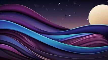 Poster - Abstract Background with Waves and Moon