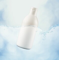 Wall Mural - white bottle facial cleanser in water