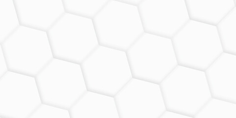 Fototapete - 3d hexagonal structure futuristic white background and embossed hexagon abstract with hexagon background. honeycomb hexagonal background. Hexagon shape, white, shiny gray. hexagon pattern shape.