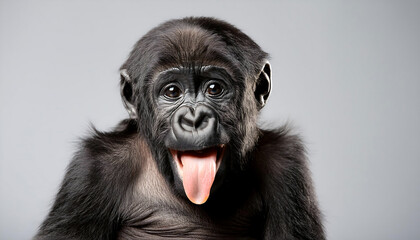 Wall Mural - Adorable Baby Gorilla Sticking Out Tongue