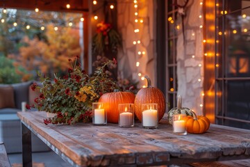 Elegant room decoration for Thanksgiving day celebration.
