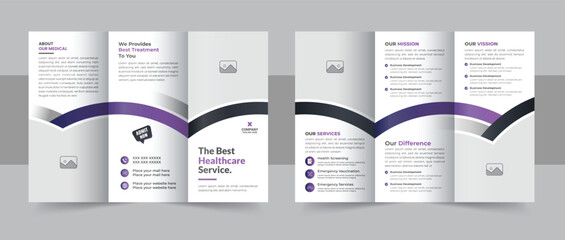 Wall Mural - healthcare trifold brochure template, business or medical tri fold leaflet layout