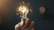 © happysunstock - Illuminating Innovation - Close-up of Hand Holding Glowing Lightbulb, Generative Ai