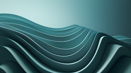 Wall Mural - Abstract 3D wave-like structure in gradient teal tones creates a fluid and dynamic composition.