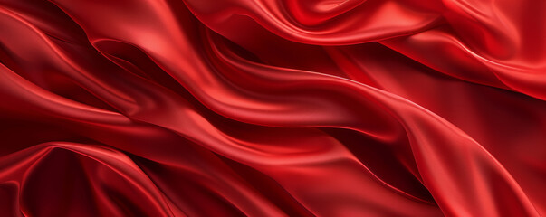 Wall Mural - Red silk fabric with elegant flowing folds