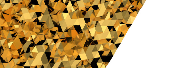 Poster - Abstract 3D render illustration,Surface gold crystal geometric triangle and Polygonal shapes template