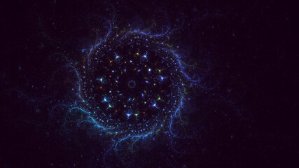 Poster - 3d manual rendering abstract circle light background. its not ai generatd illustration.
