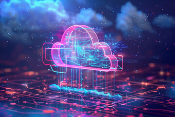 Poster - 5G wireless network, high speed internet, cloud computing or connect diagram technology, Data storage, service, synchronize, online, financial, Connectivity global, smart city, Gen by AI