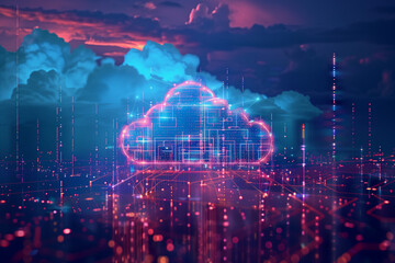 Poster - 5G wireless network, high speed internet, cloud computing or connect diagram technology, Data storage, service, synchronize, online, financial, Connectivity global, smart city, Gen by AI