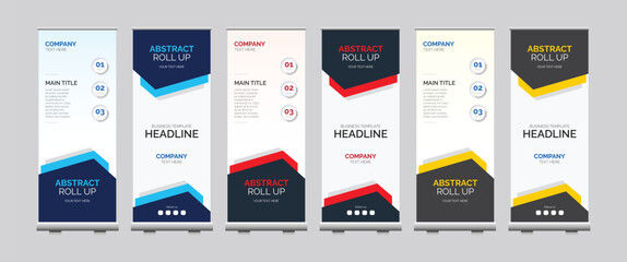 Professional corporate Abstract colorful roll up banner design template