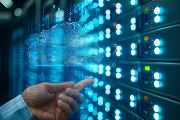 Poster - Cloud computing transfer big data on internet. futuristic digital technology .