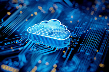 Poster - Cloud computing transfer big data on internet. futuristic digital technology .