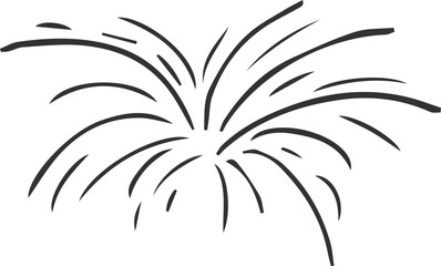 Wall Mural - firework doodle line explosion radial sparkler with rays, hand drawn firecracker simple and round de
