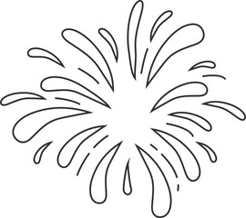 Wall Mural -  firework doodle line explosion radial sparkler with rays, hand drawn firecracker simple and round decoration 