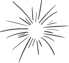 Wall Mural -  firework doodle line explosion radial sparkler with rays, hand drawn firecracker simple and round decoration 