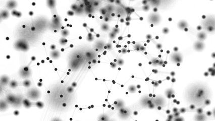 Poster - Abstract plexus technology background with glowing black connecting lines and dots or nodes. Digital data network connectivity concept.