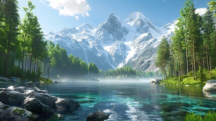 Wall Mural - lake in the mountains.