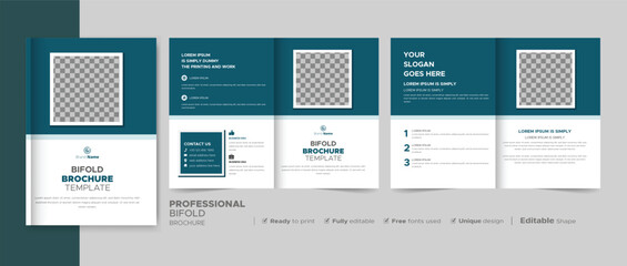 Wall Mural - Professional Corporate Bifold Brochure Template, Catalog, Booklet Template Design. Fully Editable.	