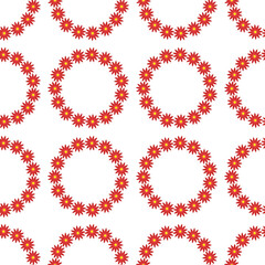 Sticker - seamless pattern: wreaths made of red flowers against white