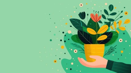 Sticker - Nature conservation, simplicity and change, flat design illustration