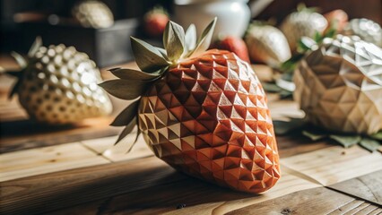 Wall Mural - lowpoly strawberry paper art