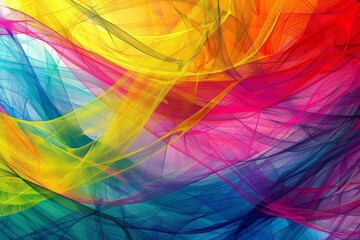 Poster - Vibrant and colorful abstract silk textures with flowing waves and multicolored patterns, perfect for background, fashion, and artistic design projects