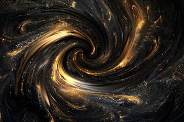 Poster - Elegant and luxurious golden swirl abstract background with sparkling particles and modern design for a fashionable and creative wallpaper texture with a shiny. Glittering