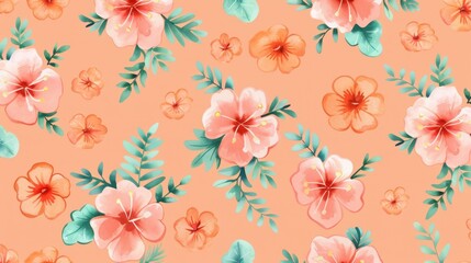 Poster - Delicate watercolor florals on a soft pastel backdrop create a charming, seamless design perfect for various projects.