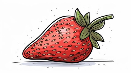 Wall Mural - A vibrant handdrawn strawberry illustration set against a clean white background, perfect for fresh, fruity designs.
