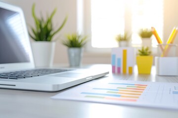 Poster - a soothing workspace with pastel seo graphs, emphasizing content creation