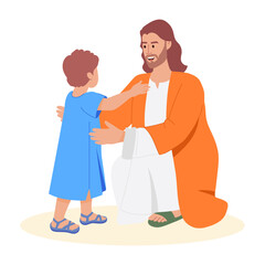 Sticker - An illustration of jesus child in flat style 

