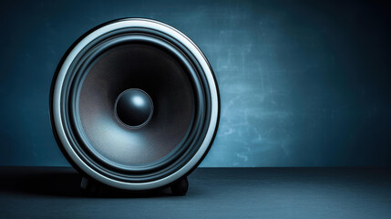 Highquality multimedia acoustic sound speaker with audio system on a sleek dark background.