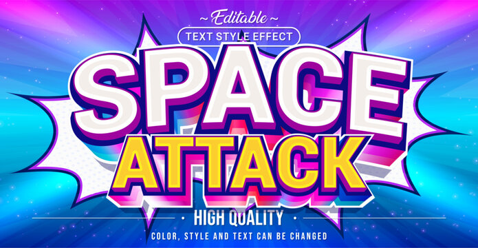 Editable text style effect - Space Attack text style theme.