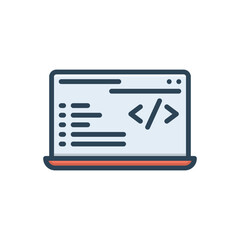 Color illustration icon for coding