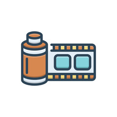 Wall Mural - Color illustration icon for film roll