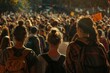 © isz - Crowd of Young Protesters in Sunlit Street