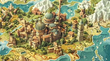 Poster - Geographical atlas illustrations