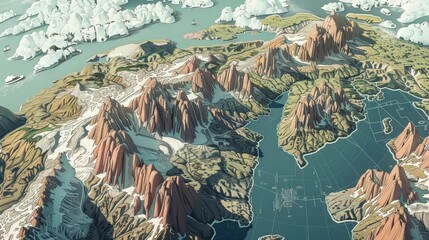 Poster - Geographical atlas illustrations