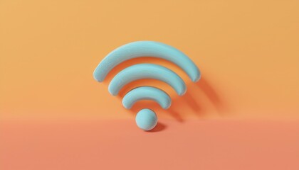 Wall Mural - wi fi symbol over yellow background, 3d rendering