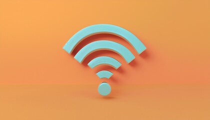 Wall Mural - wi fi symbol over yellow background, 3d rendering