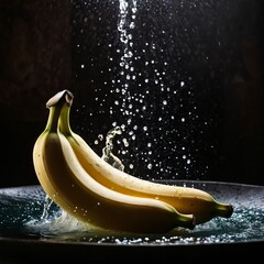 Splash water banana with water trickling down in a smooth, relaxing flow, providing a sense of calm and serenity.