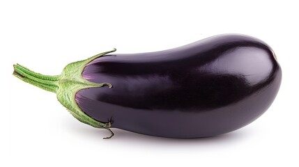 black eggplant on a white background, close-up