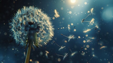 Canvas Print - Dandelion Seeds Dispersing in the Wind