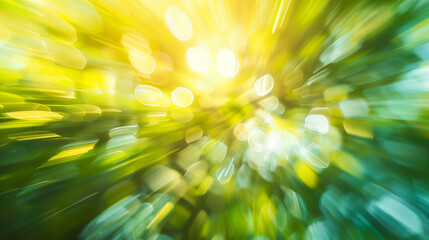Wall Mural - Abstract blurred spring or summer nature background with bokeh, green and yellow colors.