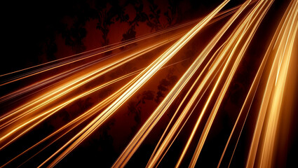 Abstract gold glowing wavy lines on black background, Golden light abstract background, Glowing gold lines on dark background